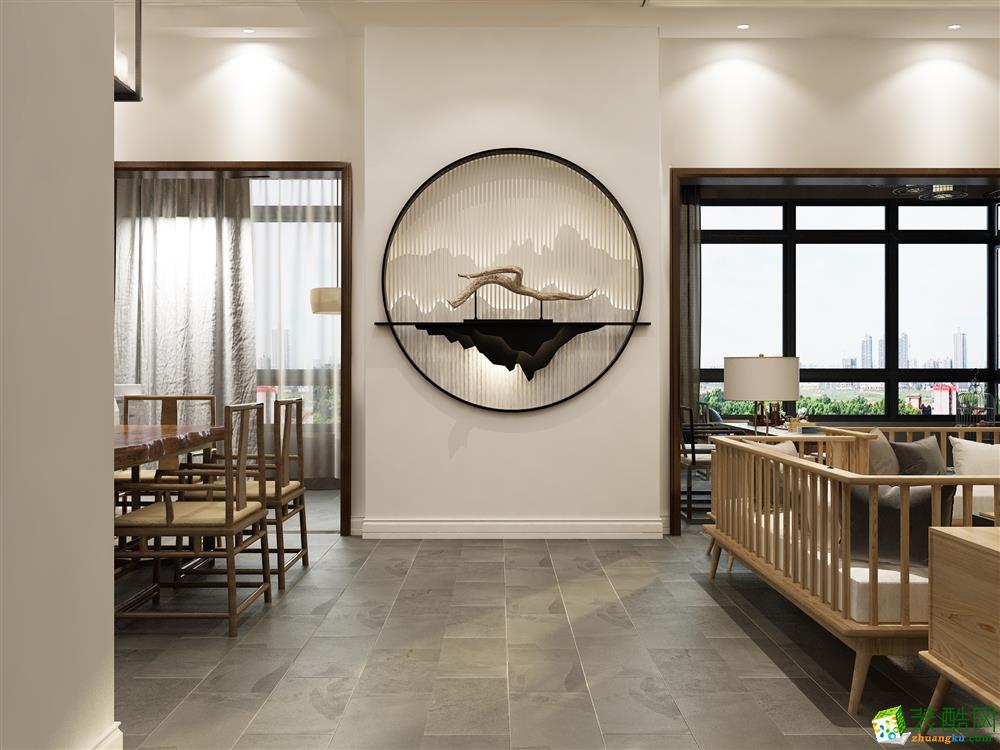 新中式风格140平米四居室装修案例效果图--祥安阁装饰