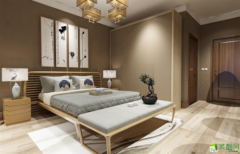 新中式风格140平米四居室装修案例效果图--祥安阁装饰
