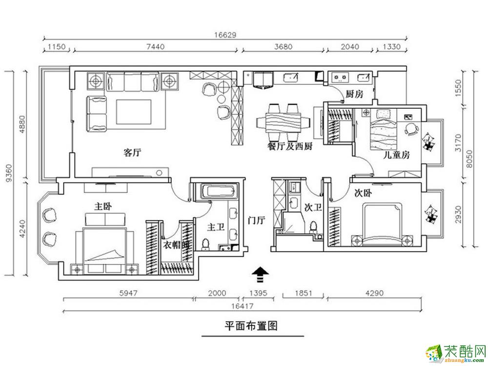 现代简约风格168平米四室两厅装修案例效果图宅速美装饰