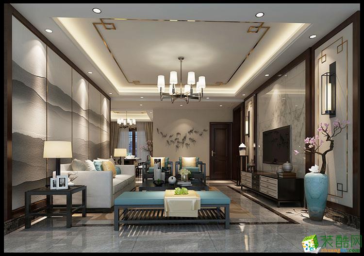 郑州三室两厅两卫户型图装修—万品装饰148平新中式风格装修设计效果