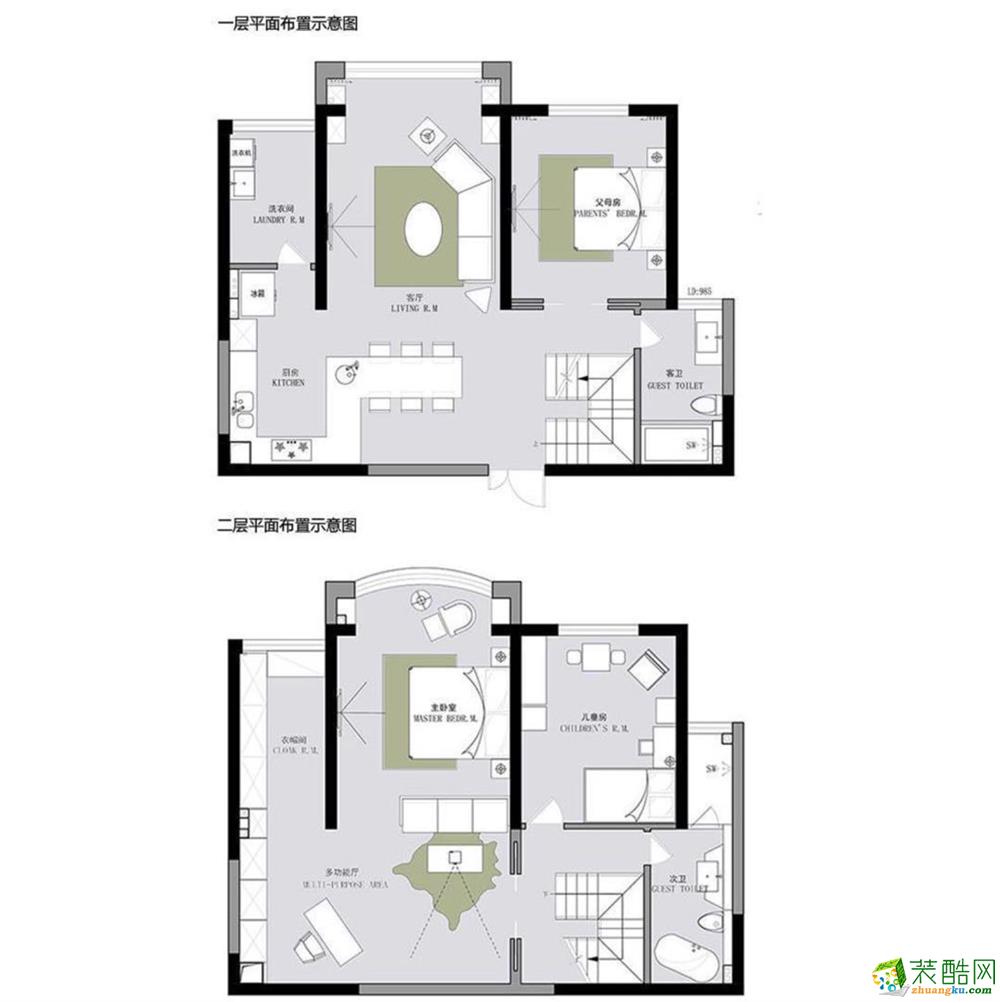 上海跃层住宅装修-180平米现代风格装修效果图-郡唐装饰