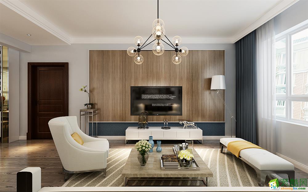 保利城90㎡两室一厅现代风格装修设计效果图