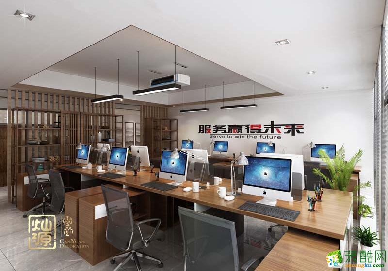 中式办公室装修案例-广西三骏建材公司办公室装修