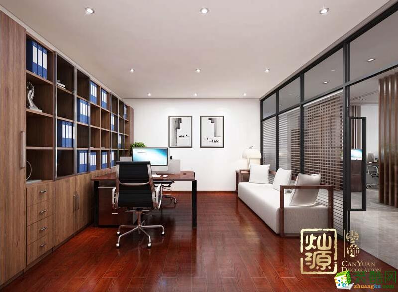 中式办公室装修案例-广西三骏建材公司办公室装修