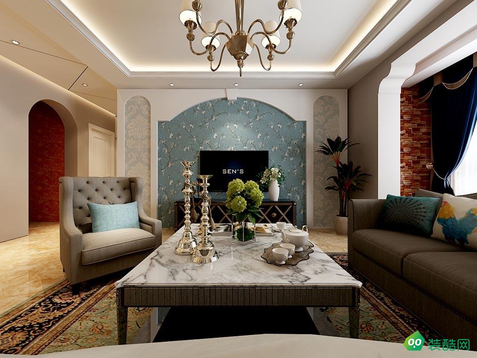 佛山110平米美式風格三室一廳裝修效果圖-弘居裝飾