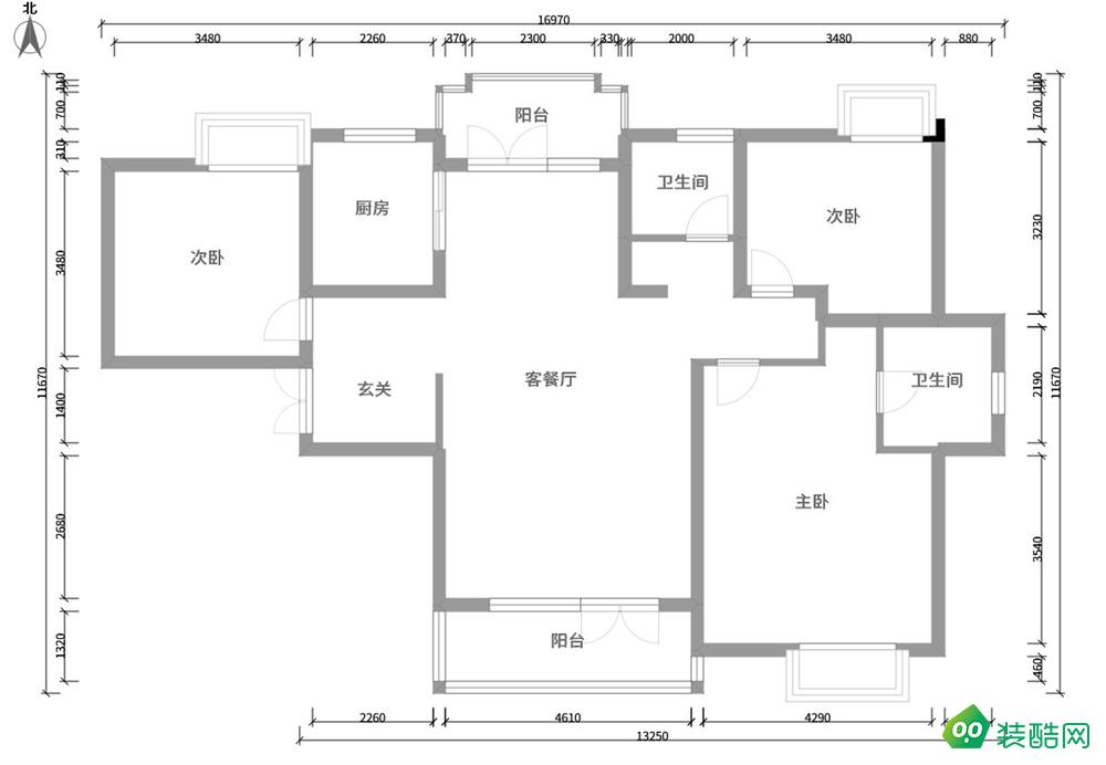 欧景名城-120平新中式三居室装修