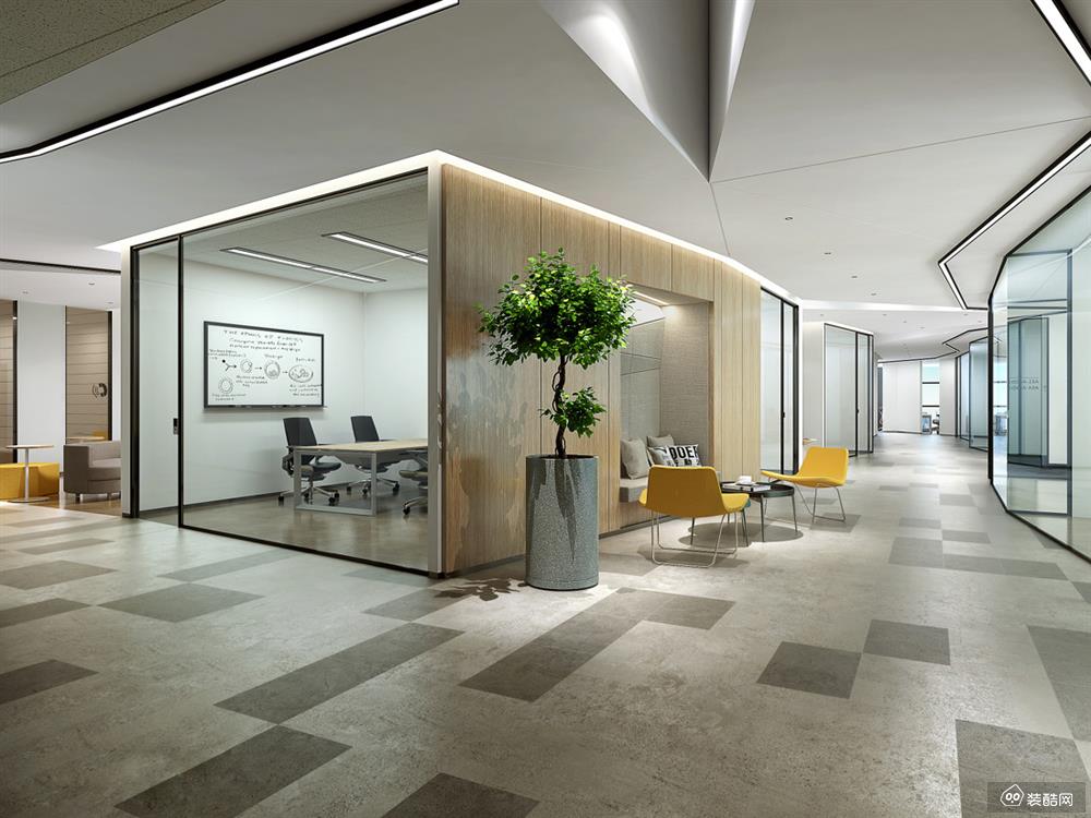 杭州500平米办公室现代装修效果图,浙江创城云筑建筑设计工程有限公司