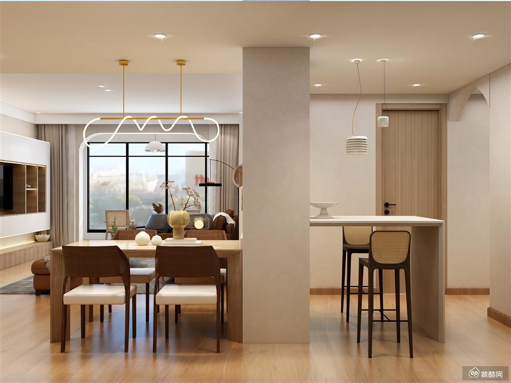 碧桂园120平现代简约装修案例，原木色调打造舒适家居